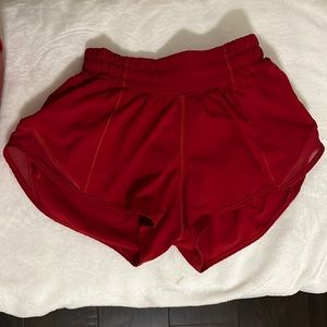 Red hotty hot size 0 lululemon shorts 2.5in